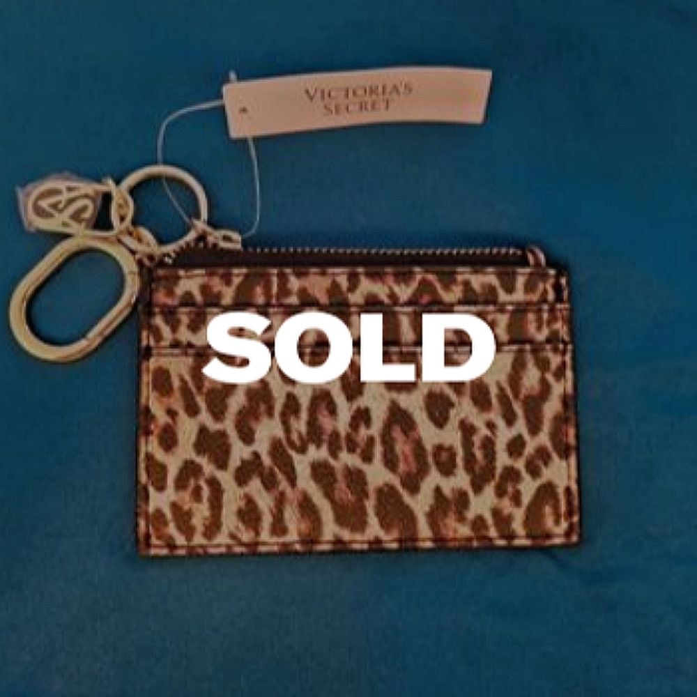 Victoria's Secret Leopard Print Card Holder with Key Ring
